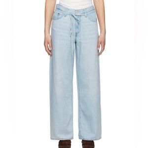 NWT Levi’s Baggy Straight Linen Denim Jeans Women 24x31 Mid Rise Light Wash